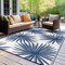 World Rug Gallery Floral Tropical Reversible Recycled Plastic 3' X 5' Navy Outdoor Rug 6075NAVY3X5 - alternate 5